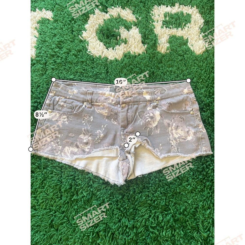 Celebrity‎ Pink Floral Low Rise Cut Off Denim Shorts Grey Cream Size 5